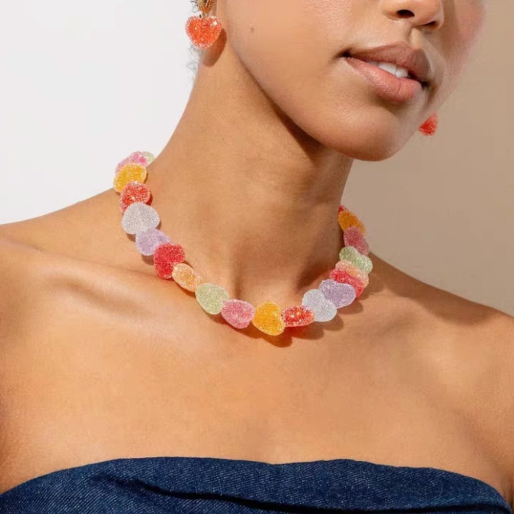 Best Crystal Haze Jelly Heart Necklace Colorful